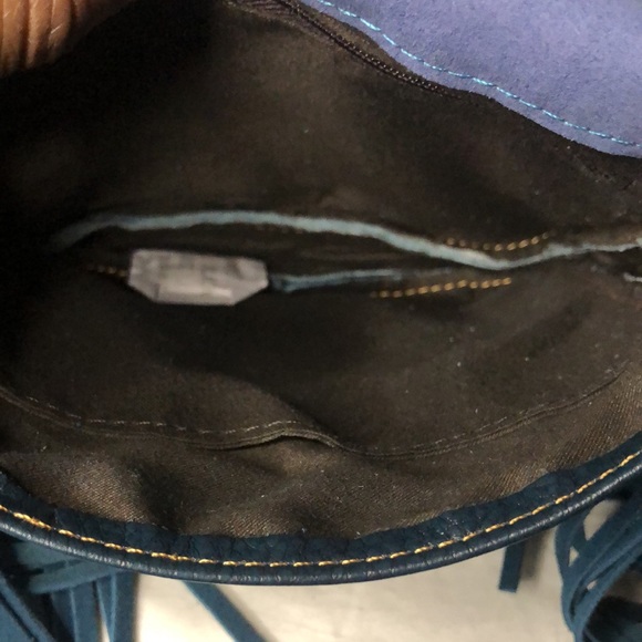 P&G Texas flag genuine leather red, cream, and blue crossbody with fringes. - Picture 10 of 16